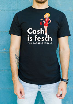 Herrenshirt schwarz „Cash is fesch – sexy“ - mit Österreich ist Frei Logo am Ärmel