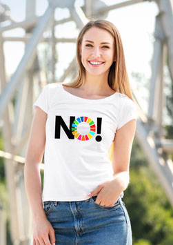 Damenshirt weiß „NO!“ - mit Österreich ist Frei Logo am Ärmel