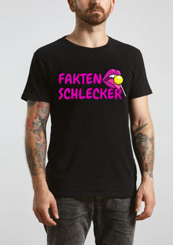 Herrenshirt schwarz „Faktenschlecker pink“ - mit Österreich ist Frei Logo am Ärmel