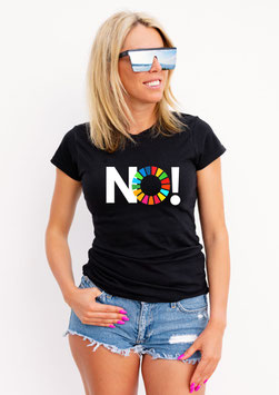 Damenshirt schwarz „NO!“ - mit Österreich ist Frei Logo am Ärmel