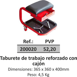 Taburete de trabajo reforzado con cajón