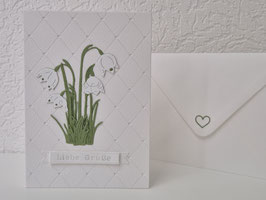 Grußkarte, Maiglöckchen liebe Grüße weiß 10,5x15cm