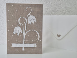 Grußkarte, Schachbrettblume liebe Grüße natur 10,5x15cm