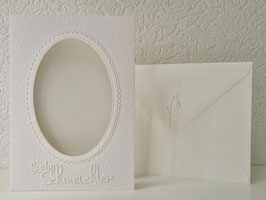 Passepartout-Karte, Pünktchenprägung Seelenschmeichler weiß 12,5x18cm (Ausschnitt oval: 8x12cm, Tortenrand)