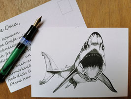Postkarte Hai (ohne Stift, den müsst ihr euch schon selbst suchen ;))