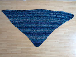 Schultertuch Stola aus Baumwolle im Farbverlauf blau/türkis/lila, doppelt gestrickt