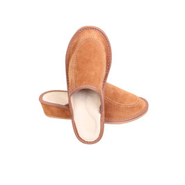 Pantoufles cuir femme camel