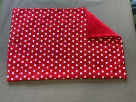 Hundedecke 103 x 68 cm (rot mit weißen Punkten - Rückseite roter Cord)
