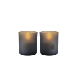UYUNI GLASS CANDLES Grey - set van 2 (h: 7 cm en b: 6 cm)