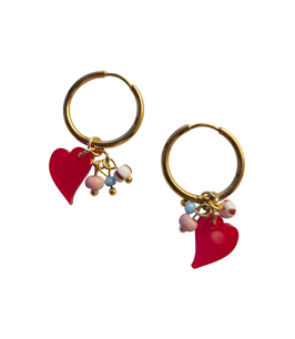 PENDIENTES AROS CORAZÓN | rojo