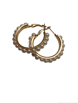 PENDIENTES AROS PERLAS | gold