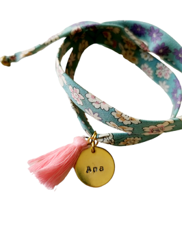 PULSERA TELA | chapa & borla