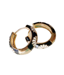 PENDIENTES AROS | flores negras