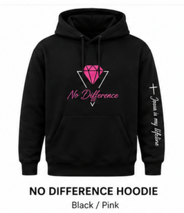 No Difference Logo Hoodie – Black/Pink