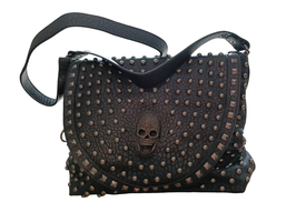 Damen Handtasche schwarz mit Totenkopf Mod. 6111#
