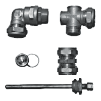 Kit di connessione per pannelli solari termici in ottone o cromati