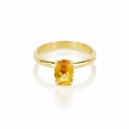 Ovaler Citrin Ring 585 Gelbgold | Solitär