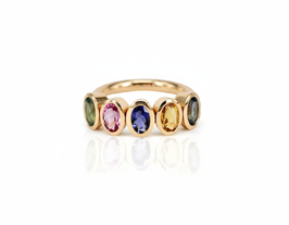 Colour-Up Ring 750 Roségold | 5 Farbsteine | Luxus Bandring