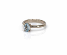Ovaler Aquamarin Ring 585 Weißgold | Eleganter Solitär