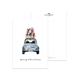 Leo La Douce - Postkarte "Blue Christmas Car"