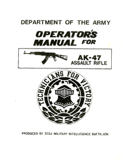 Libretto istruzioni d'uso, Manuale Tecnico AK47 (sp.s.)