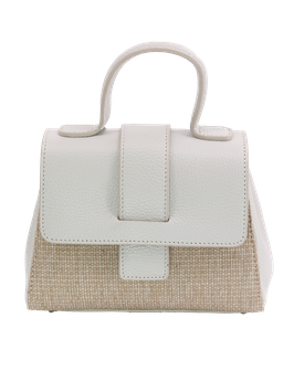 Tasche geprägtes Leder/Leinen - in stein