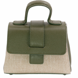 Tasche geprägtes Leder/Leinen - in olive