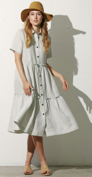 Kleid Streif weiss-olive