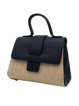 Tasche geprägtes Leder/Leinen - in marine