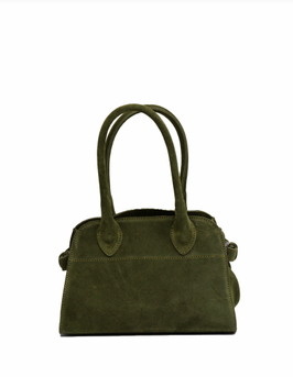 Trapeztasche Leder olive