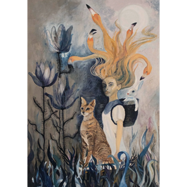 Kunstdruck "Mädchen mit Katze" von Alles Gute Gestaltung