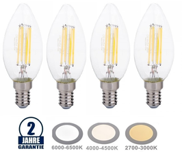 4 Stück Package 6W LED FILAMENT E14 Kerzen