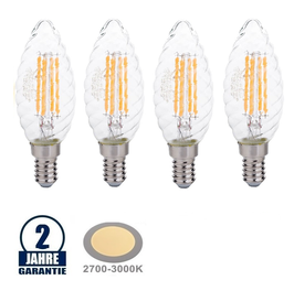 4 Stück Package 4W LED Vintage E14 Windstoßkerzen, Warmweiss