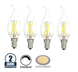 4 Stück Package: 4W LED E14 Windstosskerze Warmweiss Dimmbar