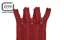 Fermeture éclair YKK rouge pourpre en nylon non séparable