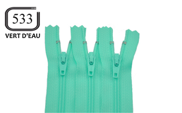 Fermeture éclair YKK vert d'eau en nylon non séparable