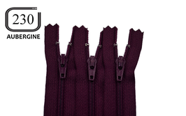 Fermeture éclair YKK aubergine en nylon non séparable