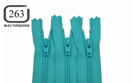 Fermeture éclair YKK bleu turquoise en nylon non séparable