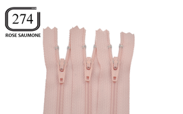 Fermeture éclair YKK rose saumoné en nylon non séparable