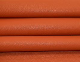 Morceau de cuir de veau grainé orange foncé