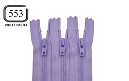 Fermeture éclair YKK violet pastel en nylon non séparable