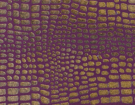 Coupon de cuir de vachette violet imprimé crocodile doré