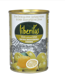 5 Stück, Oliven gefüllt mit Zitronenpaste 280g- Dose  ( Liberitas)