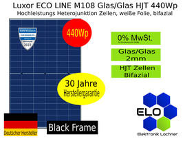 Luxor ECO LINE M108 Glas/Glas HJT 440Wp bifazial Heterojunktion