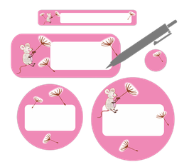 Schulstarter-Set blanko - 90 teilig | Maus mit Pusteblume - rosa