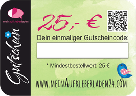 meinAufkleberladen-Geschenkgutschein (digital) - 25 €