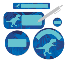 Schulstarter-Set blanko - 90 teilig | Urwald Dinos T-Rex - blau