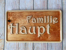 Türschild "Familie + Name" aus Birke-Multiplex