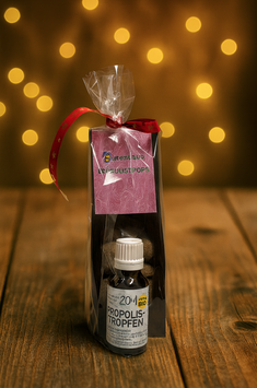♥ Geschenksackerl (XS) 2,  1 x Bio-Propolistropfen 20ml, 1 x Propolisdrops 150g  ♥