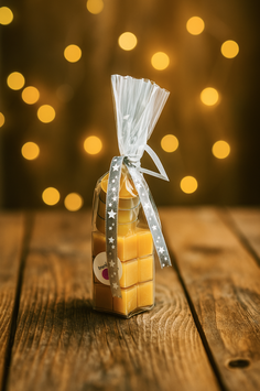 ♥ Geschenksackerl (XS) 1, 3 x Teelicht rund und 3 x Teelicht sternförmig, aus 100 % reinem Bienenwachs. ♥